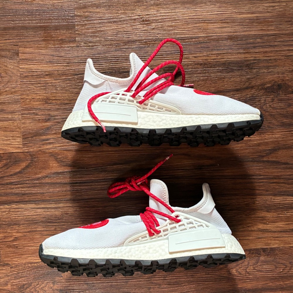 Adidas Pharrell Williams Human Made Hu NMD Shoes Mens Size 10 White Red EF7223 - Picture 3 of 10
